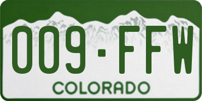 CO license plate 009FFW