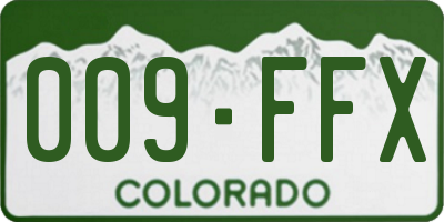 CO license plate 009FFX