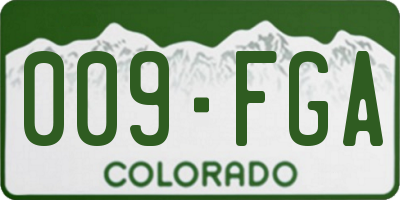 CO license plate 009FGA