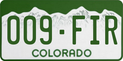 CO license plate 009FIR