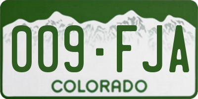CO license plate 009FJA