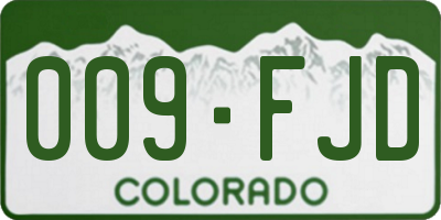 CO license plate 009FJD