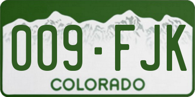 CO license plate 009FJK
