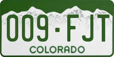 CO license plate 009FJT
