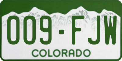 CO license plate 009FJW