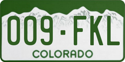 CO license plate 009FKL
