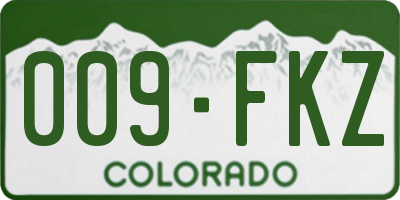 CO license plate 009FKZ