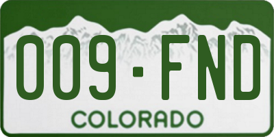 CO license plate 009FND