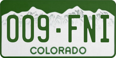 CO license plate 009FNI