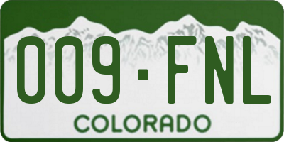 CO license plate 009FNL
