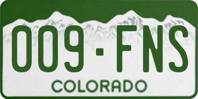 CO license plate 009FNS