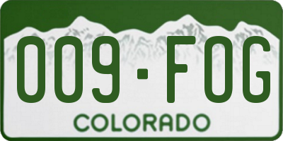 CO license plate 009FOG