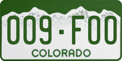 CO license plate 009FOO