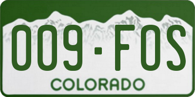 CO license plate 009FOS
