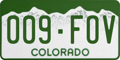 CO license plate 009FOV