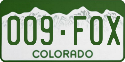 CO license plate 009FOX