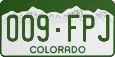 CO license plate 009FPJ
