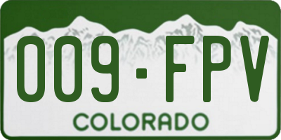 CO license plate 009FPV