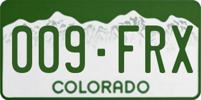 CO license plate 009FRX