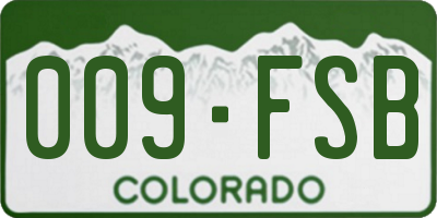 CO license plate 009FSB
