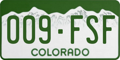 CO license plate 009FSF