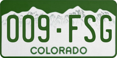 CO license plate 009FSG