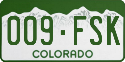 CO license plate 009FSK