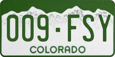CO license plate 009FSY
