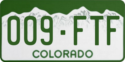 CO license plate 009FTF
