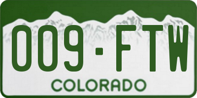 CO license plate 009FTW