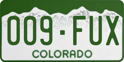 CO license plate 009FUX