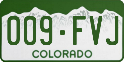 CO license plate 009FVJ