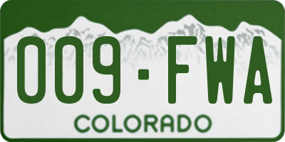 CO license plate 009FWA
