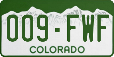 CO license plate 009FWF