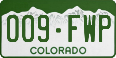 CO license plate 009FWP