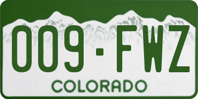 CO license plate 009FWZ