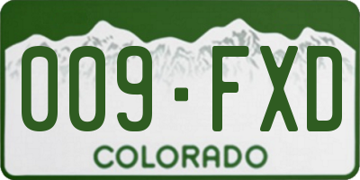 CO license plate 009FXD