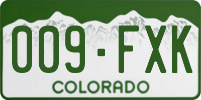 CO license plate 009FXK