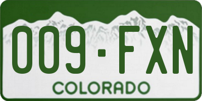 CO license plate 009FXN