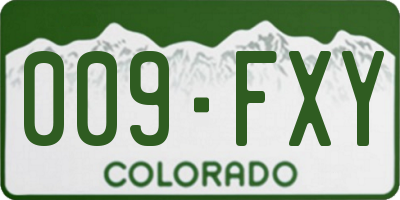 CO license plate 009FXY