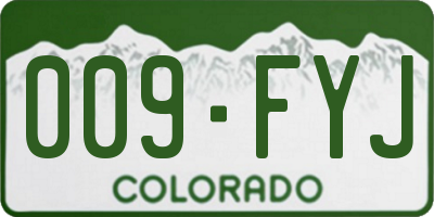 CO license plate 009FYJ
