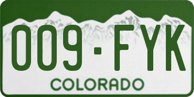 CO license plate 009FYK