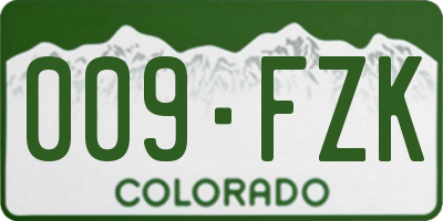 CO license plate 009FZK