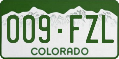 CO license plate 009FZL