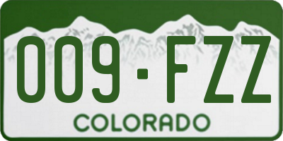 CO license plate 009FZZ