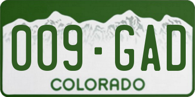 CO license plate 009GAD