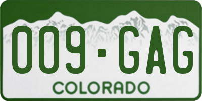 CO license plate 009GAG