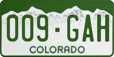 CO license plate 009GAH