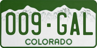 CO license plate 009GAL