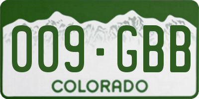 CO license plate 009GBB